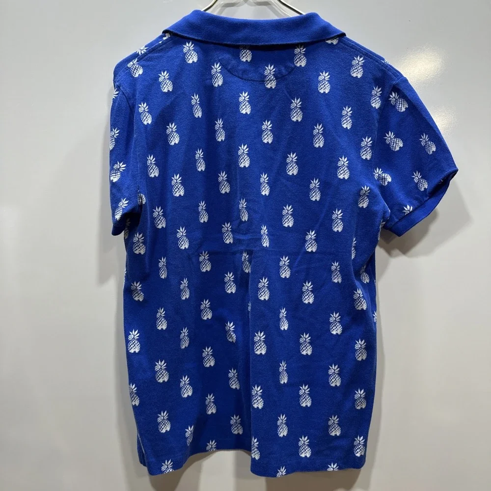 Polo Ralph Lauren Polo Shirt Mens M Blue Pineapples Cotton Custom Slim‎ Fit